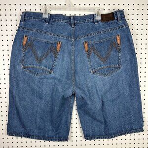Sean John 90s Baggy Jean Shorts Sz 42 Jorts Wide Leg Skate Y2K Stitched Blue Hip